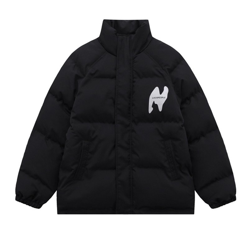 画像3: N Logo print down jacketJumper baseball uniform jacket blouson ユニセッ クス男女兼用Nロゴプリントスタンドカラーダウンジャケットスタジアムジャンパー スタジャン ブルゾンジャケット (3)