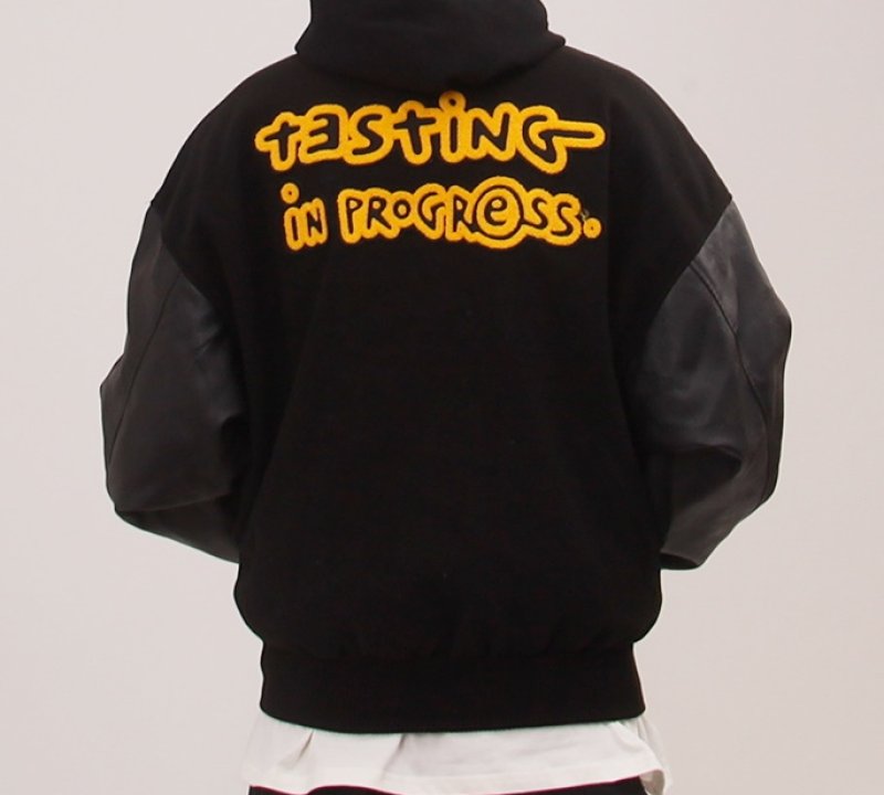 画像2: smile emblem embroidery Jumper jacket baseball uniform jacket blouson ユニセッ クス男女兼用スマイルエンブレム刺繍ジャケットスタジアムジャンパー スタジャン ブルゾンジャケット (2)