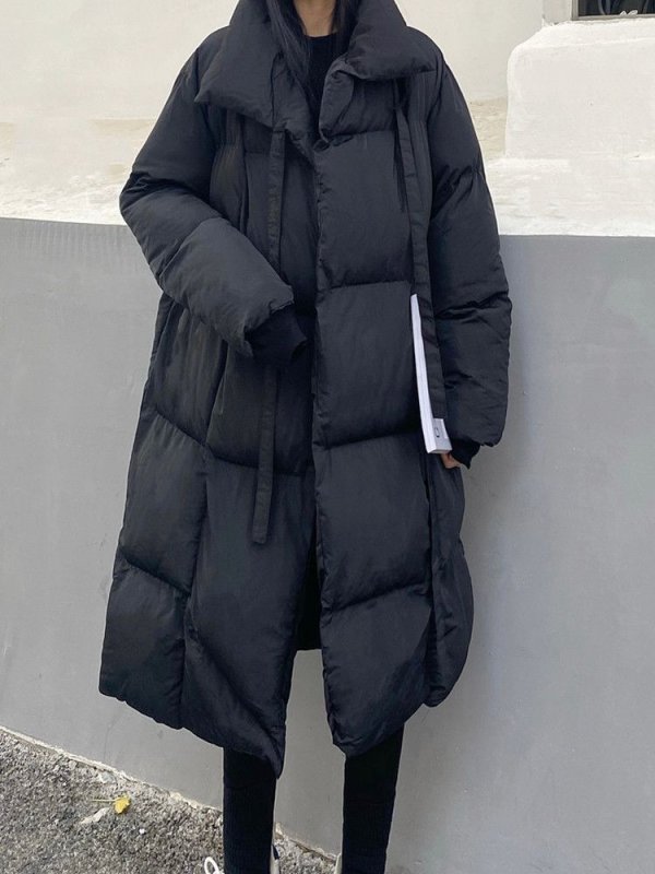 画像6: unisex down long coat　  男女兼用ユニセックスダウン紐がポイントロングコート  (6)