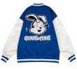 画像1: pretty big rabbit embroidery BASEBALL JACKET baseball uniform jacket blouson ユニセックス 男女兼用 プリティービッグ ラビット ウサギ刺繍スタジアムジャンパー スタジャン MA-1 ボンバー ジャケット ブルゾン (1)