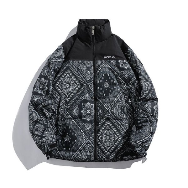 画像1: 22 Paisley down jacket blouson  ユニセックス 男女兼用 ペイズリー柄 バンダナ柄 グース ダウンジャケット  ブルゾン (1)