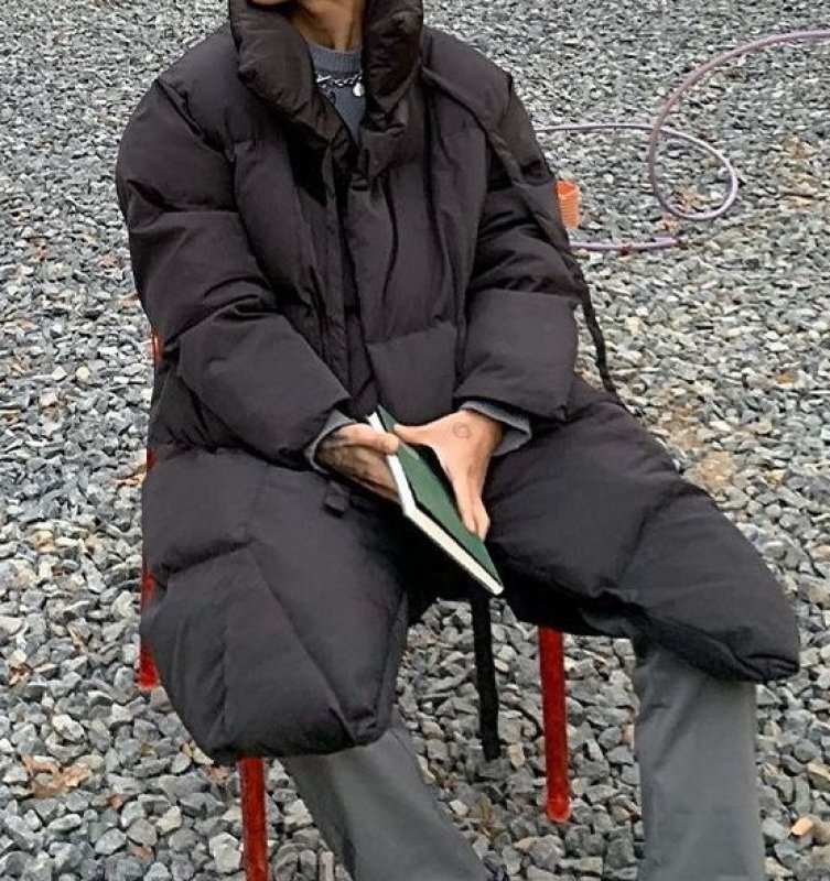 画像8: unisex down long coat　  男女兼用ユニセックスダウン紐がポイントロングコート  (8)