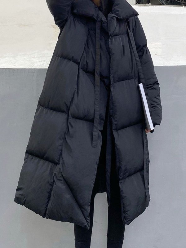 画像3: unisex down long coat　  男女兼用ユニセックスダウン紐がポイントロングコート  (3)