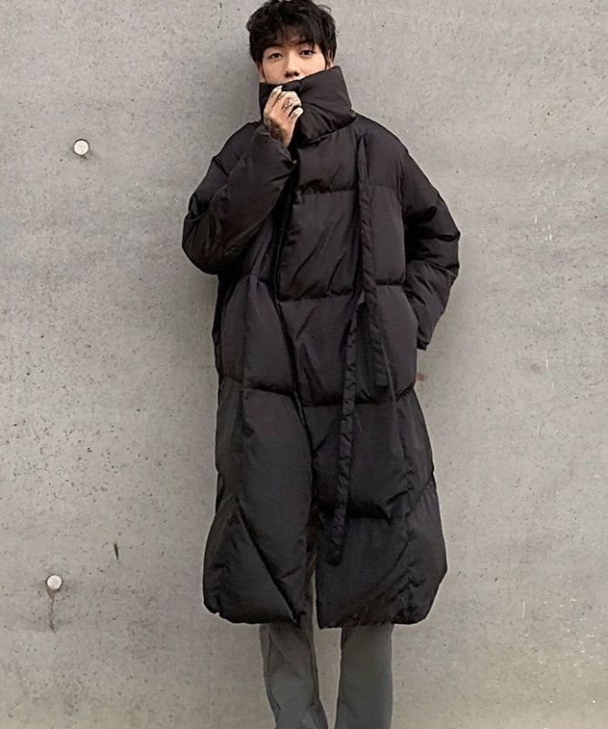 画像4: unisex down long coat　  男女兼用ユニセックスダウン紐がポイントロングコート  (4)