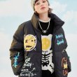 画像3: 22 graffiti Smile Smily Graffiti paint hip-hop stand-up collar Down jacket blouson  ユニセックス 男女兼用 スマイル グラフィック 落書き ダウン ジャケット ブルゾン (3)