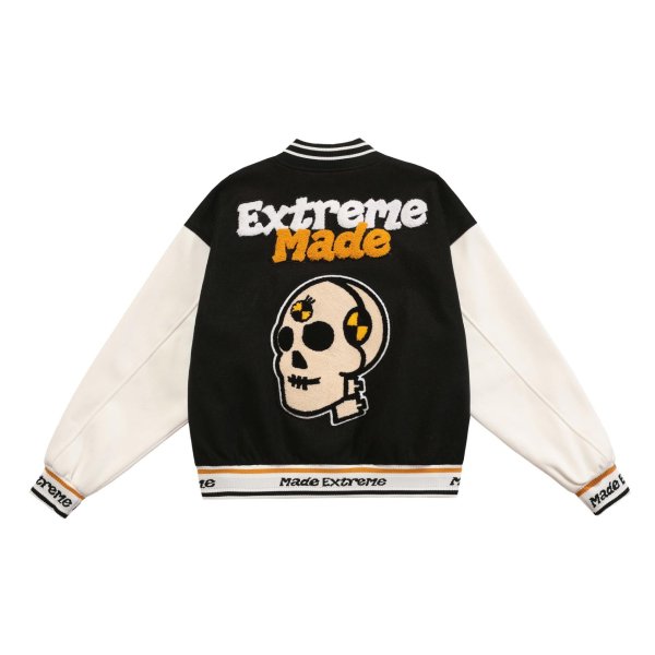 画像1: 22 made extreme SKULL EMBROIDERY BASEBALL JACKET baseball uniform jacket blouson ユニセックス 男女兼用  スカル 骸骨 スタジアムジャンパー スタジャン MA-1 ボンバー ジャケット ブルゾン (1)