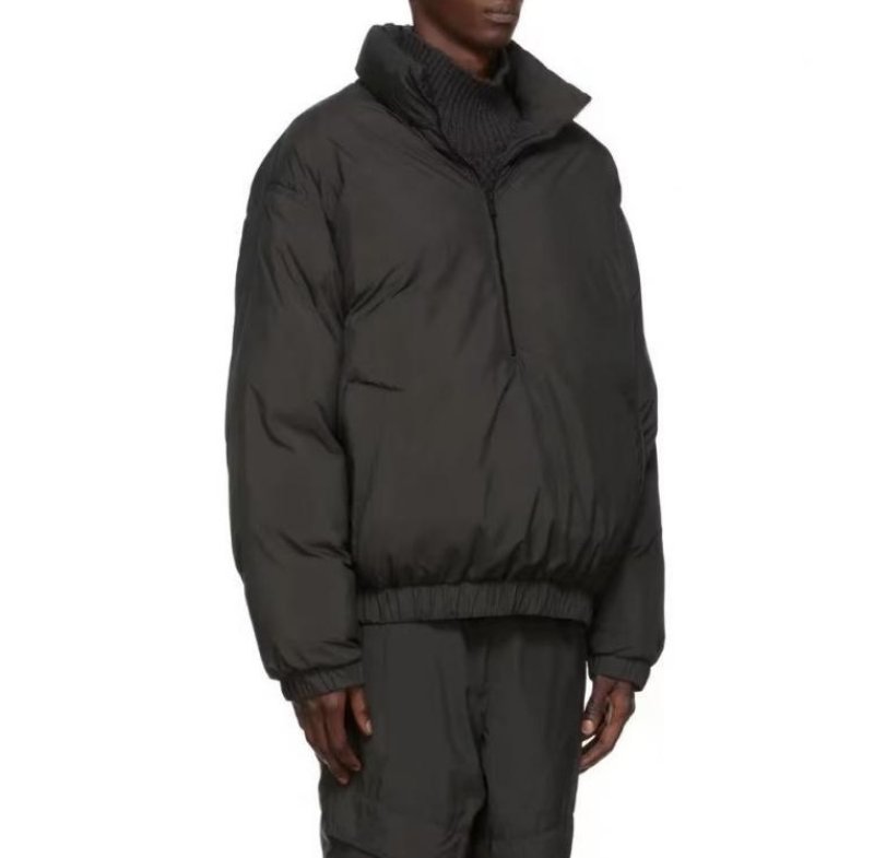 画像2: standard trend stand-up collar half zip Down jacket Jumper blouson ユニセッ クス男女兼用スタンドカラーハーフジップダウンジャケット スタジャン ブルゾンジャケット (2)