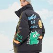 画像4: 22 graffiti Smile Smily Graffiti paint hip-hop stand-up collar Down jacket blouson  ユニセックス 男女兼用 スマイル グラフィック 落書き ダウン ジャケット ブルゾン (4)