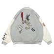 画像3: rabbit baseball embroidery BASEBALL JACKET baseball uniform jacket blouson ユニセックス 男女兼用  ラビット ウサギ野球刺繍スタジアムジャンパー スタジャン MA-1 ボンバー ジャケット ブルゾン (3)