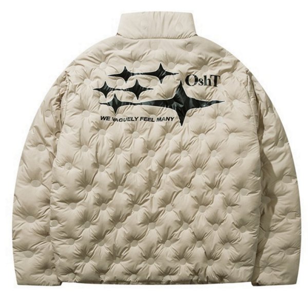 画像1: quilted down jacket blouson ユニセックス 男女兼用 キルティングダウンバックロゴジャケットスタジャン MA-1 ボンバー ジャケット ブルゾン (1)