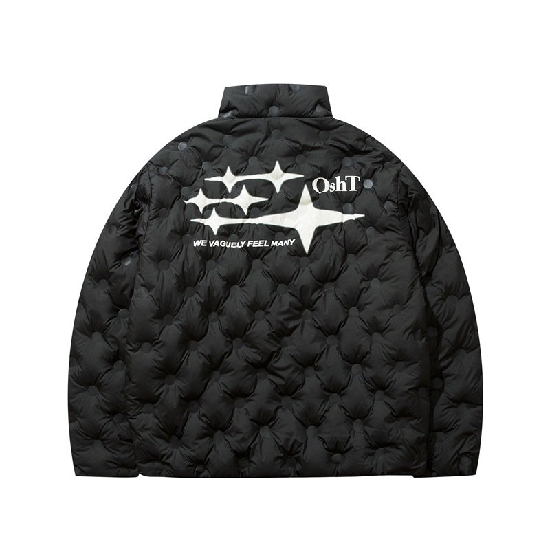 画像2: quilted down jacket blouson ユニセックス 男女兼用 キルティングダウンバックロゴジャケットスタジャン MA-1 ボンバー ジャケット ブルゾン (2)