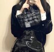 画像5: Quilted Soft Leather Down Mini Tote Shoulder Bag　キルティングレザーダウンミニトートショルダーバッグ エコバッグ (5)