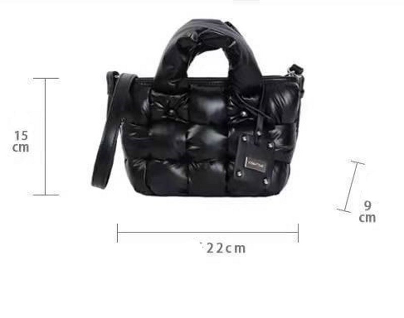 画像8: Quilted Soft Leather Down Mini Tote Shoulder Bag キルティングレザーダウンミニトートショルダーバッグ エコバッグ (8)