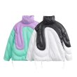 画像3: color-blocking hand stuffed padded jacket Down jacket blouson ユニセックス男女兼用 カラーブロッキングダウンジャケット ジャンパー (3)