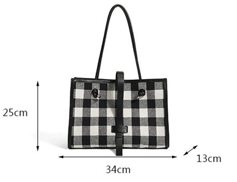 画像9: canthus Large tote shoulder bag チェック&キャンバスラージサイズトートショルダーバッグ エコバッグ (9)