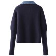 画像2: Stitching denim knitted cardigan Long  Sleeve  jacket 　ロングスリーブステッチデニムダメージニットカーディガン セーター  (2)