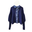 画像3: Stitching denim knitted cardigan Long  Sleeve  jacket 　ロングスリーブステッチデニムダメージニットカーディガン セーター  (3)