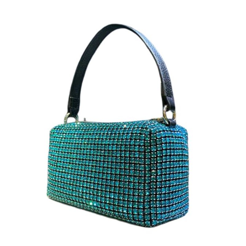 画像2: 22 Rainbow Rhinestone Mini Bucket Bag レインボー カラフル ラインストーンミニバケットトートショルダーバッグ Y2K (2)