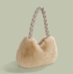 画像7: one-shoulder portable plush bag underarm Bucket Bag  アンダーアームファー＆ロゴトートショルダーバッグ  (7)