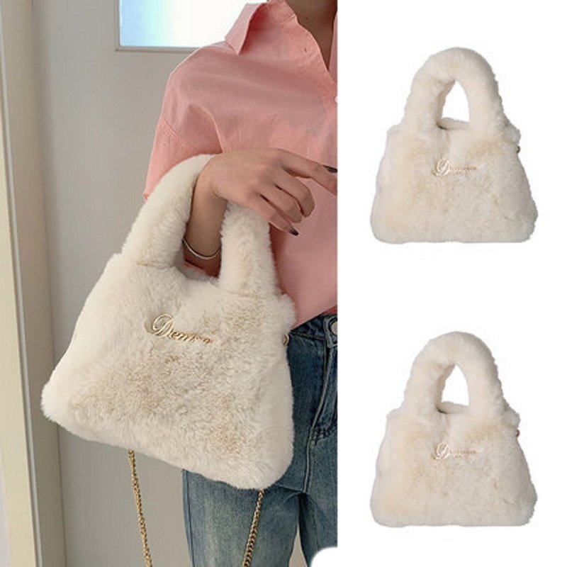 画像7: METALLIC LOGO FUR TOTE SHOULDER BAG メタリックロゴファートートショルダーバッグ (7)