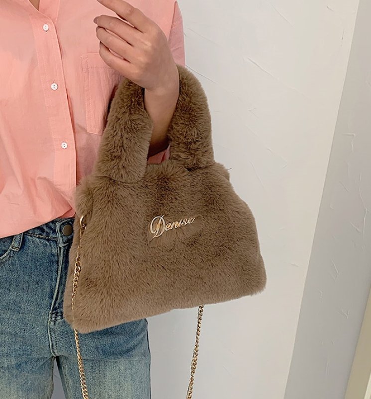 画像4: METALLIC LOGO FUR TOTE SHOULDER BAG メタリックロゴファートートショルダーバッグ (4)