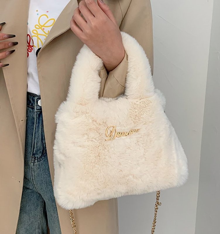 画像6: METALLIC LOGO FUR TOTE SHOULDER BAG メタリックロゴファートートショルダーバッグ (6)