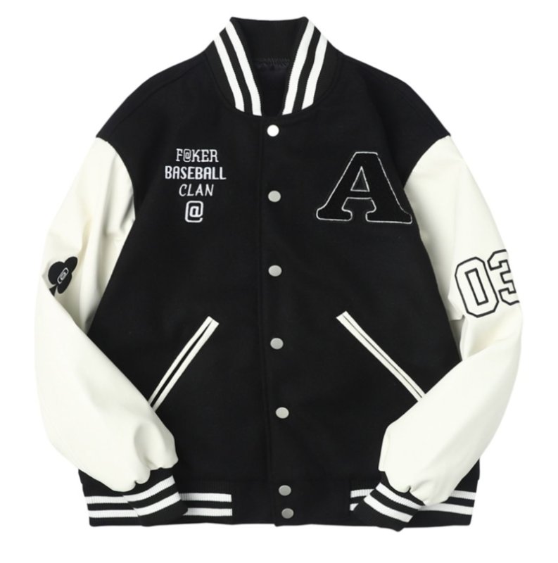 画像2: playing cards embroideryBASEBALL JACKET baseball uniform jacket blouson ユニセックス 男女兼用 トランプ カード刺繍スタジアムジャンパー スタジャン MA-1 ボンバー ジャケット ブルゾン (2)