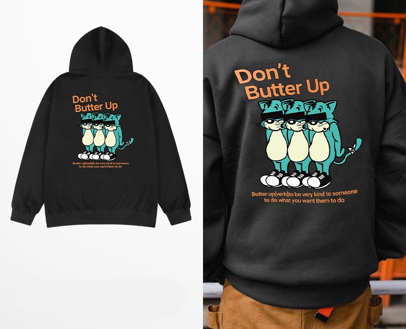 画像7: don't butter up hoodie sweater 　 ユニセックス 男女兼用don't butter up ファット　キャットプリントフーディーパーカースウェットトレーナー (7)