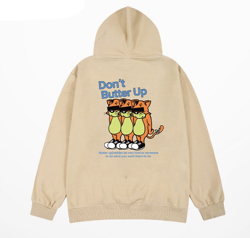 画像3: don't butter up hoodie sweater 　 ユニセックス 男女兼用don't butter up ファット　キャットプリントフーディーパーカースウェットトレーナー (3)