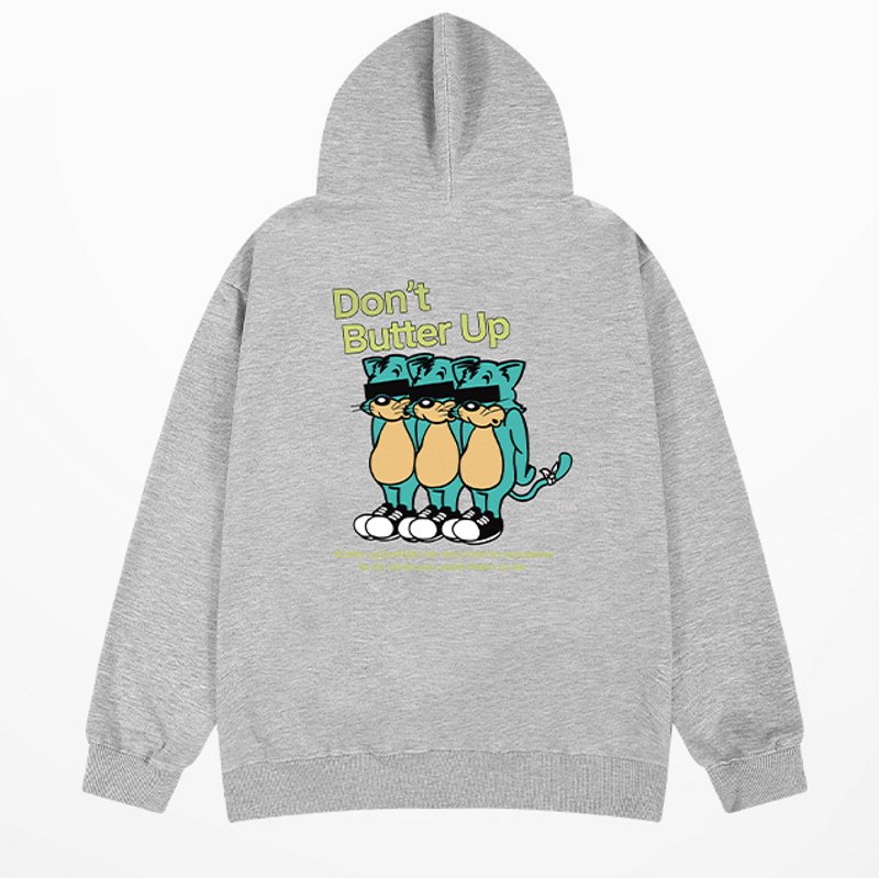 画像2: don't butter up hoodie sweater 　 ユニセックス 男女兼用don't butter up ファット　キャットプリントフーディーパーカースウェットトレーナー (2)