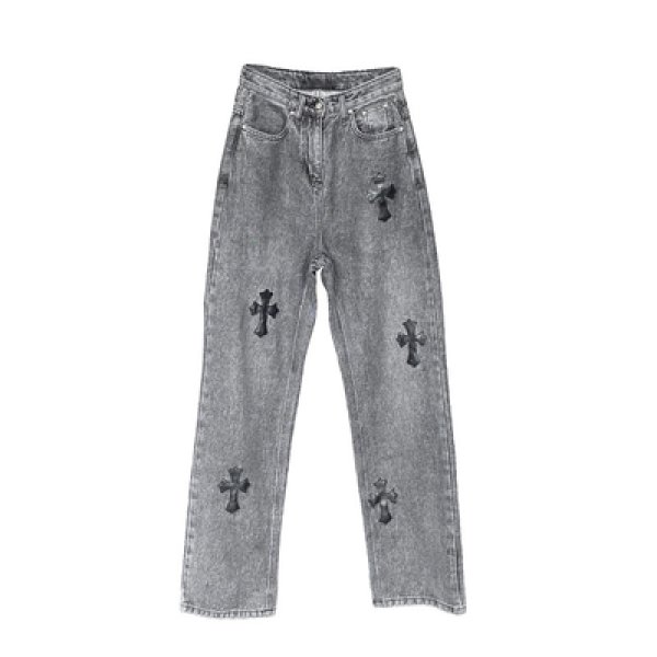 Y2K Women’s Green Cross Wide leg Denim Pants jeans グリーン クロス 十字架 パッチ付き ワイド  ベルボトム デニムパンツ ジーンズ