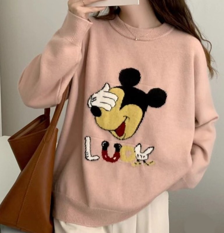 画像5: Blindfolded Mickey Mouse braided pullover Round Neck Sweater knit　目隠しミッキーマウス ミッキーラウンドネック編み込みニットプルオーバーセーター  (5)