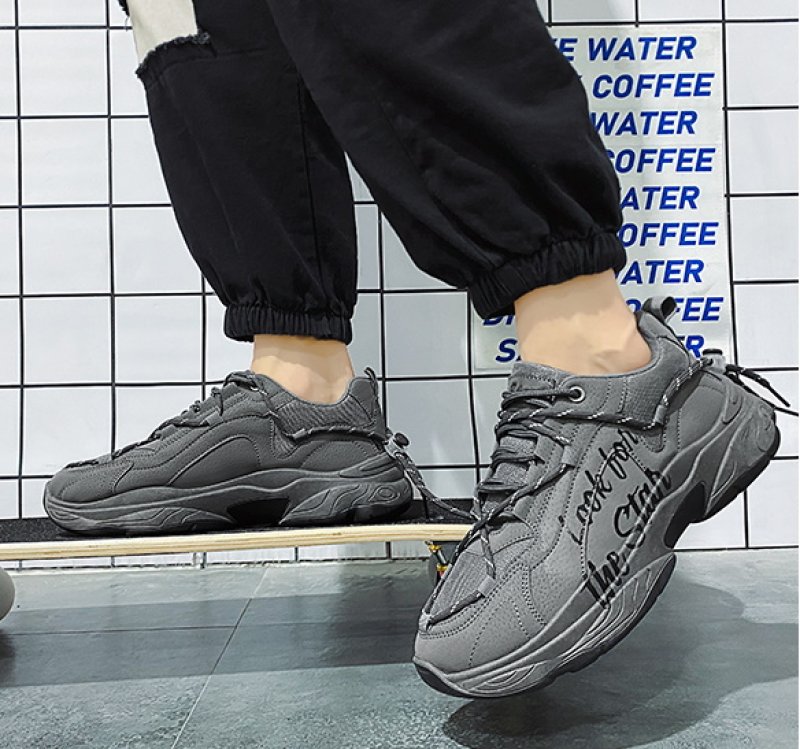 画像10: Men's thick bottom letter logo LEATHER LACE-UP SNEAKERS shoes  ユニセックス男女兼用ジャーマンレタリング&ハートレースアップ レザースニーカー カジュアル シューズ (10)