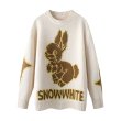 画像4: Snow White & Rabbit Knitted Sweater pullover Round Neck  knit　ラビット＆スノーホワイト編み込みラウンドネック編み込みニットプルオーバーセーター  (4)