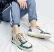 画像9: Men's  Ukiyo-e & FlowerLEATHER LACE-UP SNEAKERS shoes 　ユニセックス男女兼用浮世絵&フラワーレースアップ レザーハイカットスニーカー カジュアル シューズ (9)