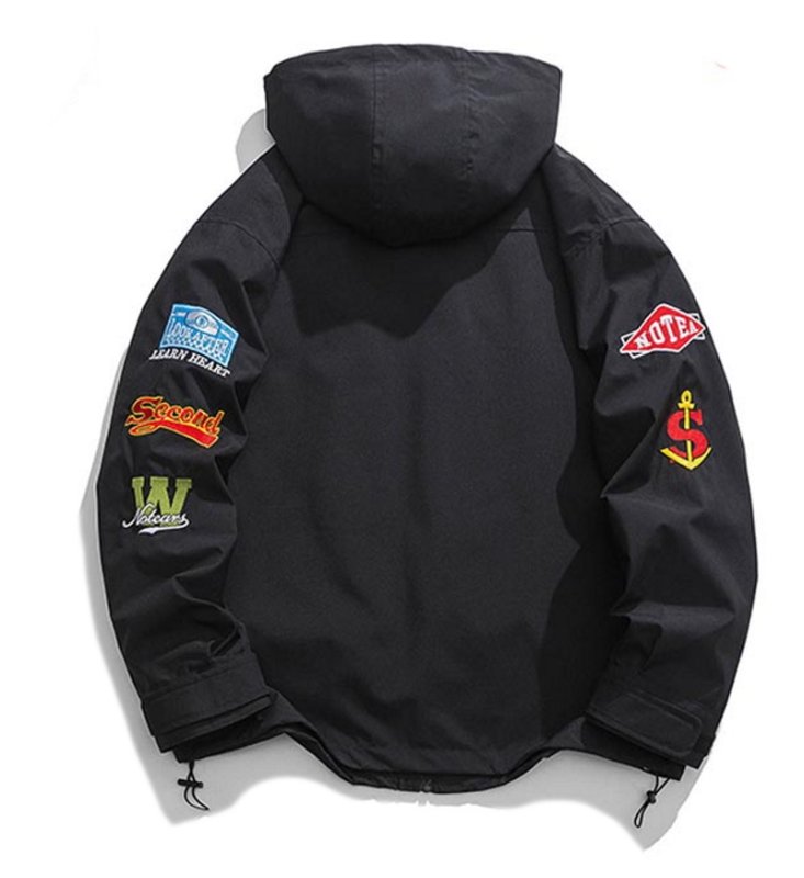 画像4: windproof waterproof  Jacket ユニセックス 男女兼用ポップ刺繍エンブレムウインドブレーカージャケット ブルゾン (4)