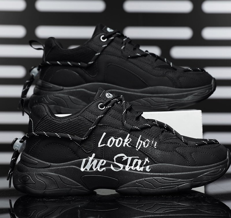 画像11: Men's thick bottom letter logo LEATHER LACE-UP SNEAKERS shoes  ユニセックス男女兼用ジャーマンレタリング&ハートレースアップ レザースニーカー カジュアル シューズ (11)