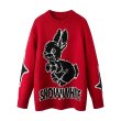 画像3: Snow White & Rabbit Knitted Sweater pullover Round Neck  knit　ラビット＆スノーホワイト編み込みラウンドネック編み込みニットプルオーバーセーター  (3)