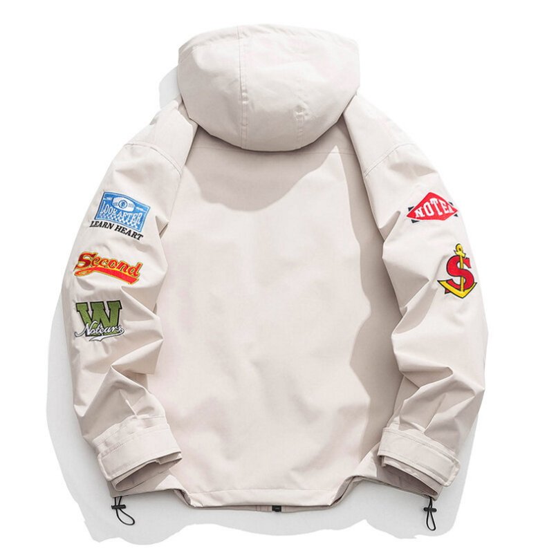 画像3: windproof waterproof  Jacket ユニセックス 男女兼用ポップ刺繍エンブレムウインドブレーカージャケット ブルゾン (3)