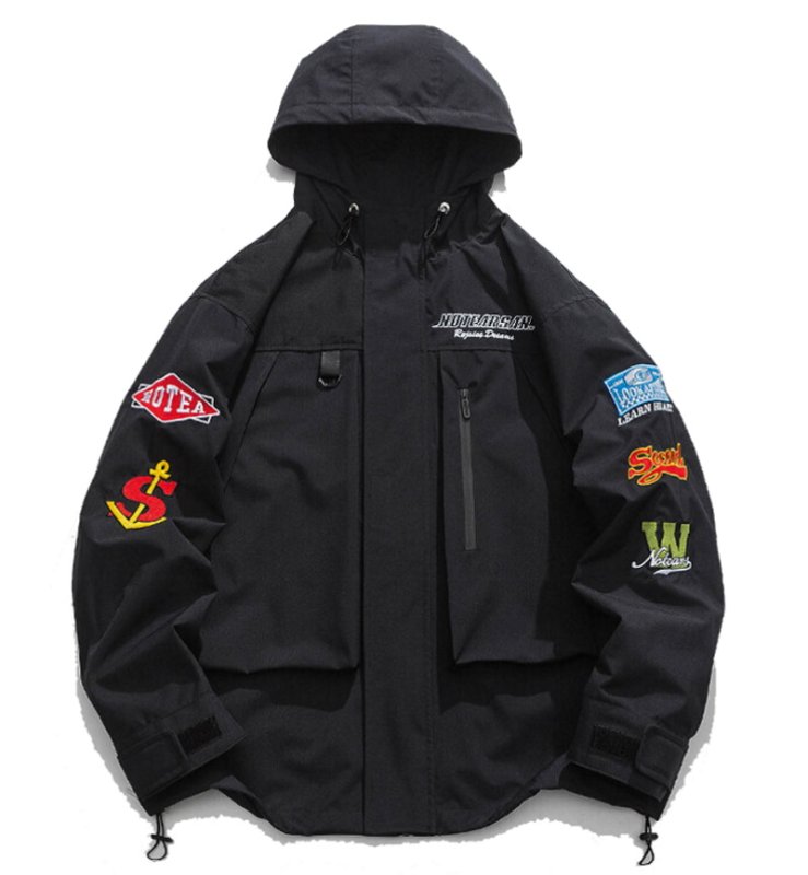 画像2: windproof waterproof  Jacket ユニセックス 男女兼用ポップ刺繍エンブレムウインドブレーカージャケット ブルゾン (2)