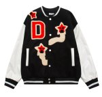 画像5: splicing flocking star embroidery  jumperBASEBALL JACKET baseball uniform jacket blouson ユニセックス 男女兼用 スター星刺繍スタジアムジャンパー スタジャン MA-1 ボンバー ジャケット ブルゾン (5)