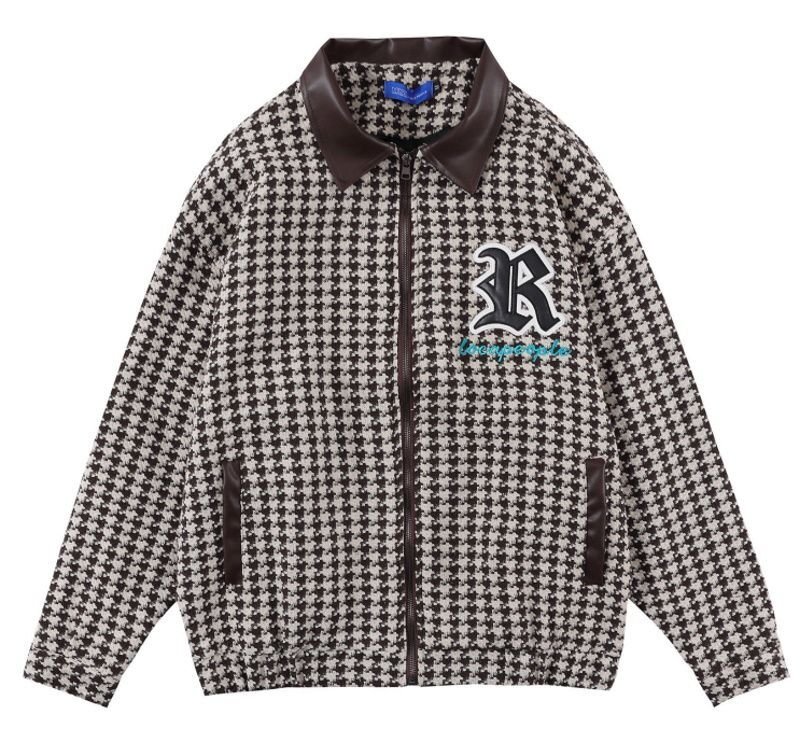 画像2: houndstooth zip-up jacket jumper JACKET  blouson ユニセックス 男女兼用 千鳥格子ジップアップジャケット  ブルゾン (2)