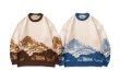 画像6: snow mountain color matching sweater pullover sweater  ユニセックス 男女兼用スノーマウンティン プルオーバセーター (6)