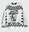 画像2: face print pullover sweater  ユニセックス 男女兼用アメリカンレトロ プルオーバセーター (2)