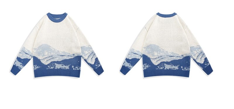 画像4: snow mountain color matching sweater pullover sweater  ユニセックス 男女兼用スノーマウンティン プルオーバセーター (4)