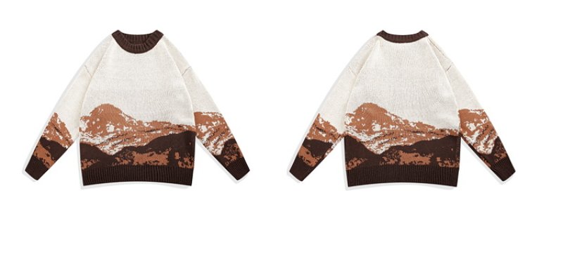 画像5: snow mountain color matching sweater pullover sweater  ユニセックス 男女兼用スノーマウンティン プルオーバセーター (5)