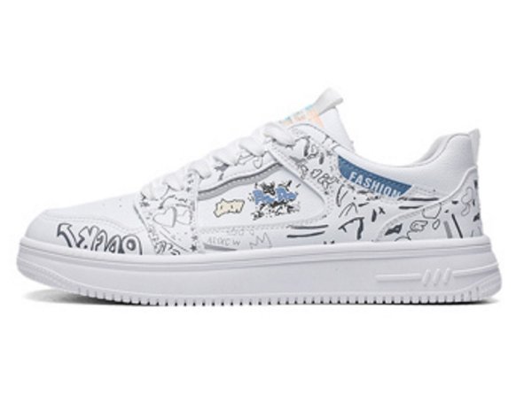 画像2: GRAPHIC PAINT LEATHER  LACE-UP SNEAKERS shoes 　ユニセックス男女兼用グラフィックペイントレザーレースアップスニーカー カジュアル シューズ (2)