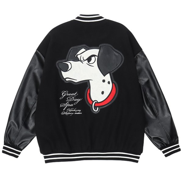 画像1:  101 Dalmatians Embroidery Stadium jumperBASEBALL JACKET baseball uniform jacket blouson ユニセックス 男女兼用 101匹わんちゃんダルメシアン刺繍スタジアムジャンパー スタジャン MA-1 ボンバー ジャケット ブルゾン (1)