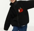 画像4: lamb velvet embroidery cartoon apple collar jacket Jacket blouson　 ラムベルベットフリースアップル刺繍 ジャケット ブルゾン (4)