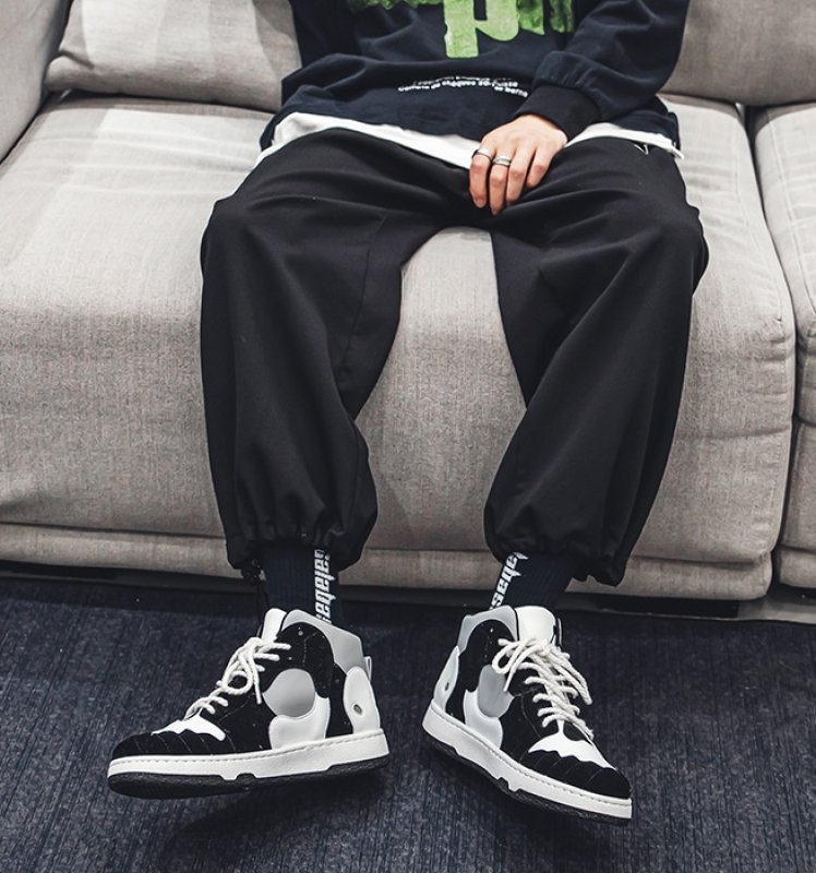 画像6: high top pop art appliqué LEATHER  LACE-UP SNEAKERS shoes  ユニセックス男女兼用ポップアートハイカットレザーレースアップスニーカー カジュアル シューズ (6)